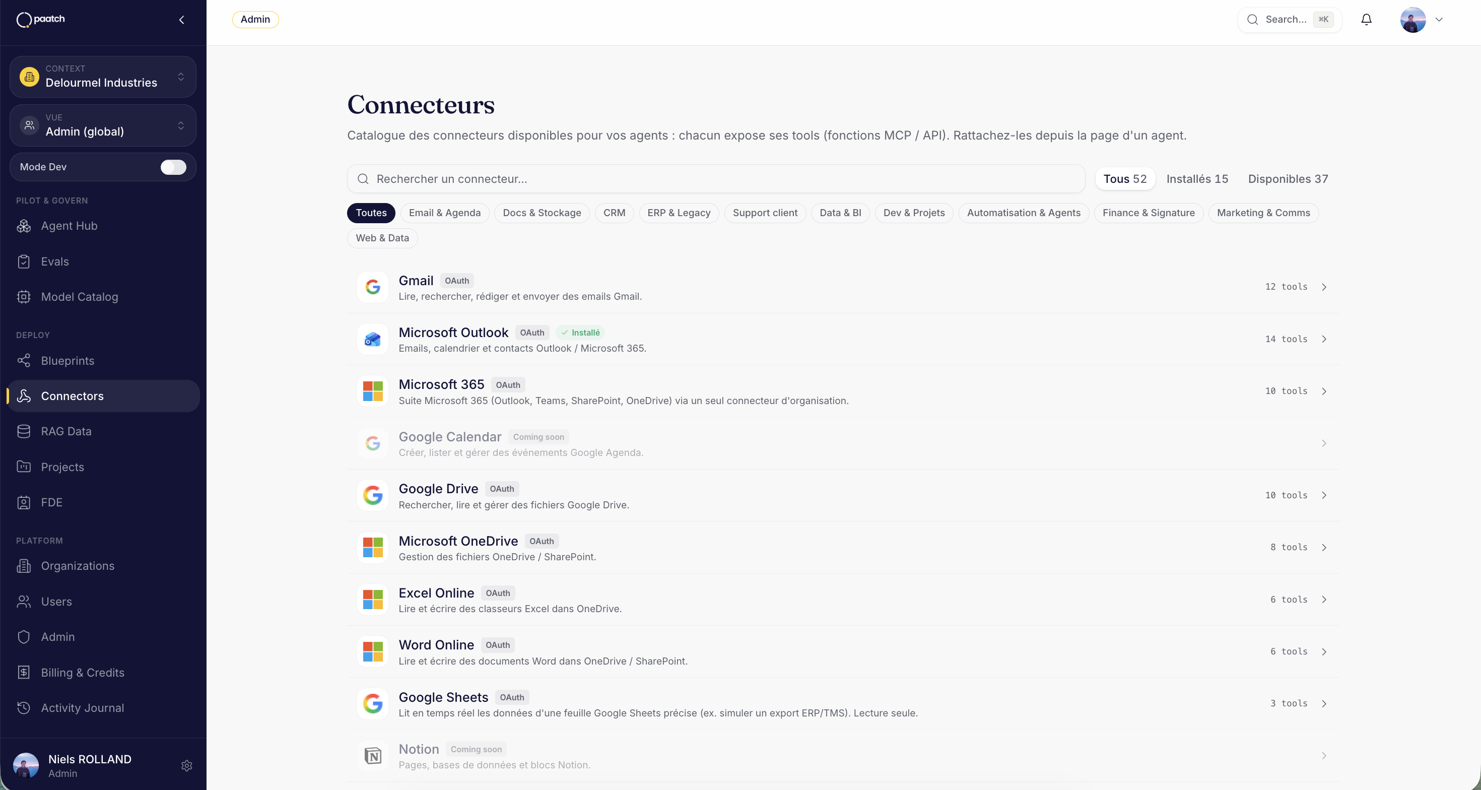 Connecteurs Paatch