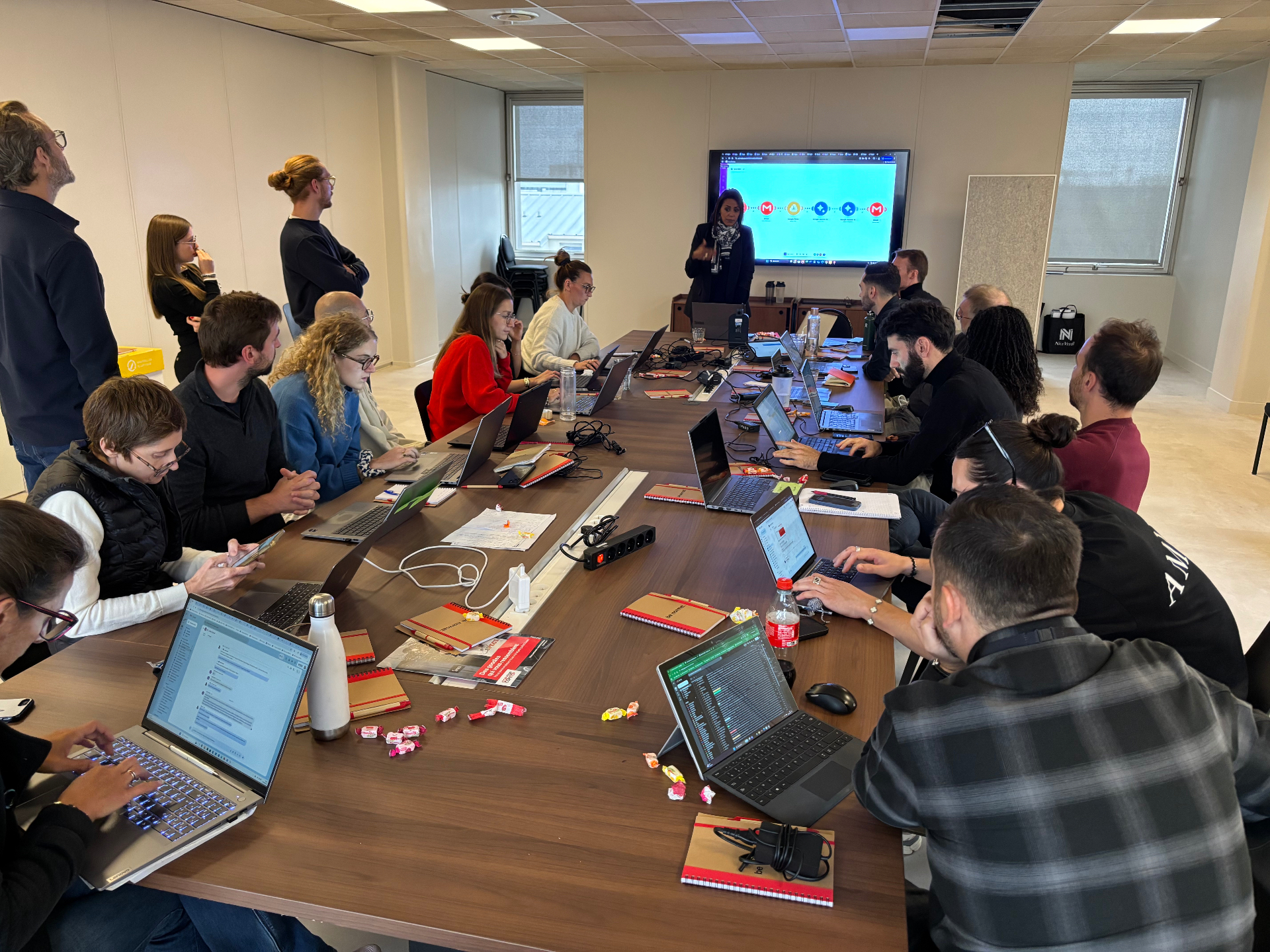 Whiteboard presentation at an AI innovation workshop